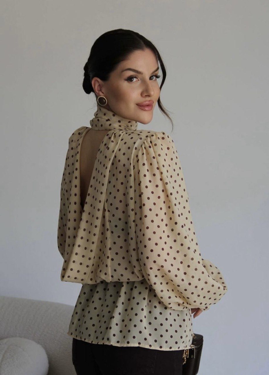 Chemise Col Lavallière à Pois
