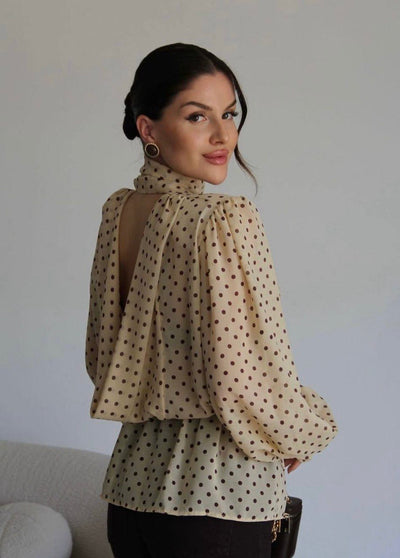 Chemise Col Lavallière à Pois