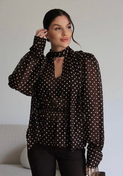 Chemise Col Lavallière à Pois