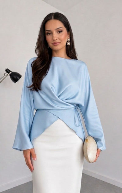 Chemise Satinée Drapée Portefeuille