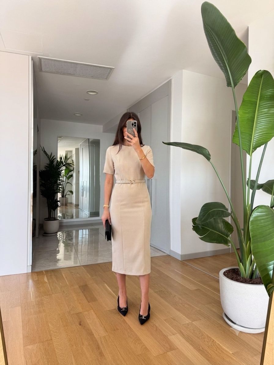 Robe Midi Ceinturée
