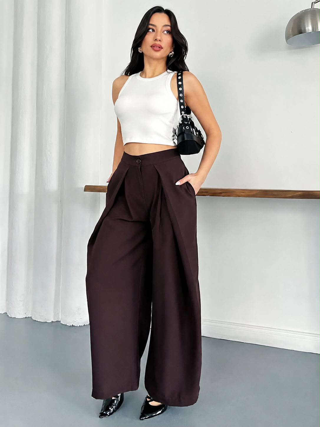 Pantalon Wide Leg Taille Haute