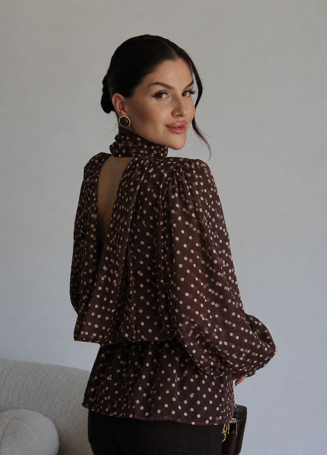Chemise Col Lavallière à Pois