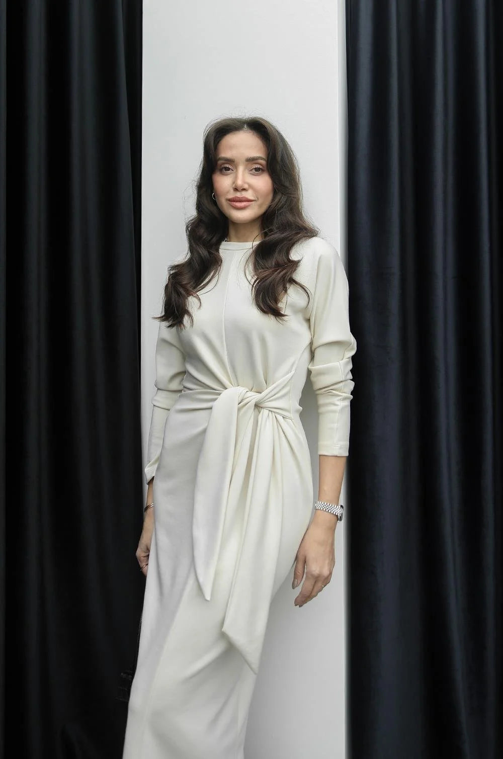ekru-star-onu-baglamali-elbise-567657