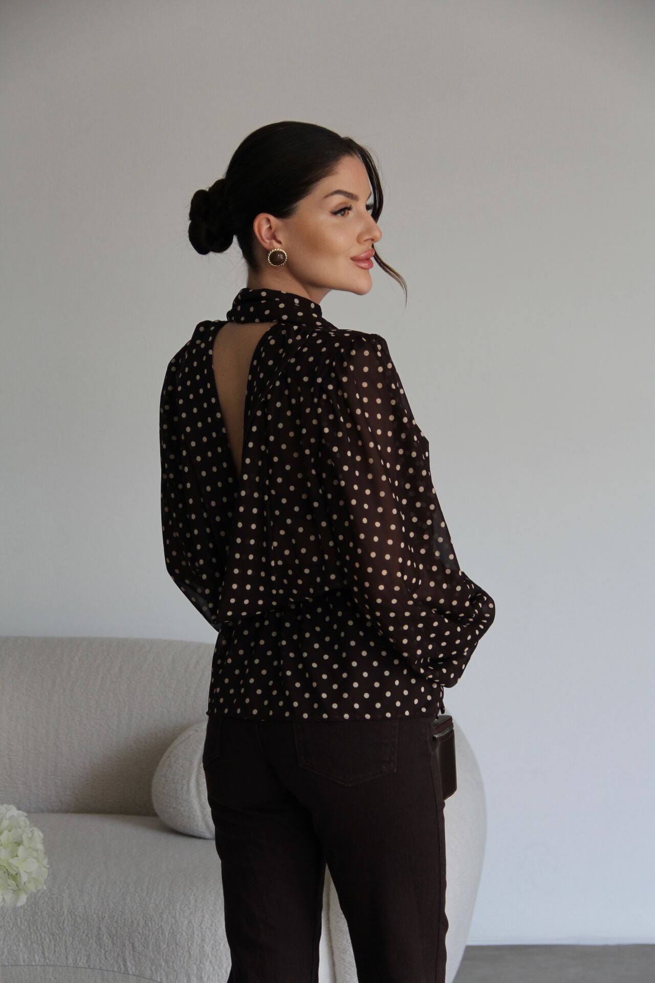 Chemise Col Lavallière à Pois
