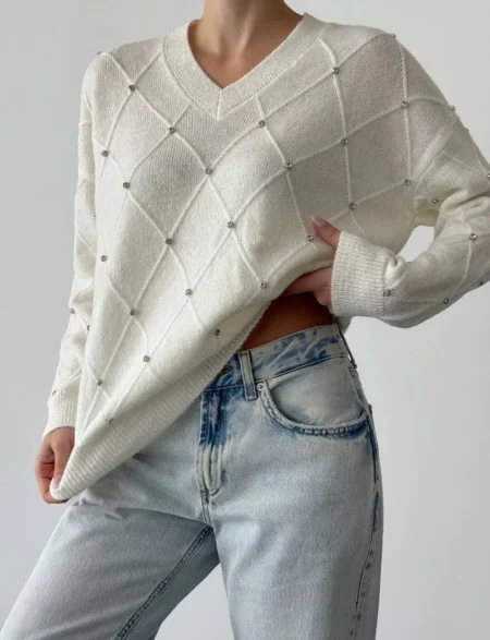 Pull laine avec perles
